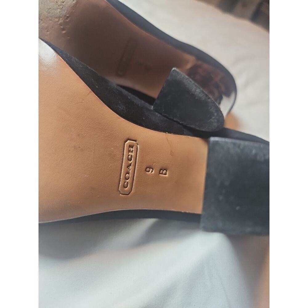 COACH Roslyn Kid Black Suede Open Toe W/Chunky Heel - Women's Size 9 - Picture 9 of 9